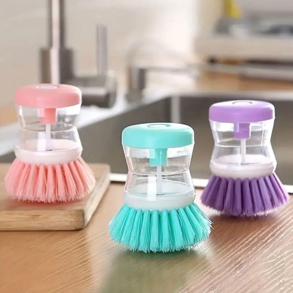Multifunctional Kitchen Pot Cleaning Brush, Portable Pressure Liquid Dishwashing Brush, Food Safe PP Material, No Need for Charging, Suitable for RVs, Outdoor Camping, Picnic Cleaning Tools, Durable Outdoor Cookware
