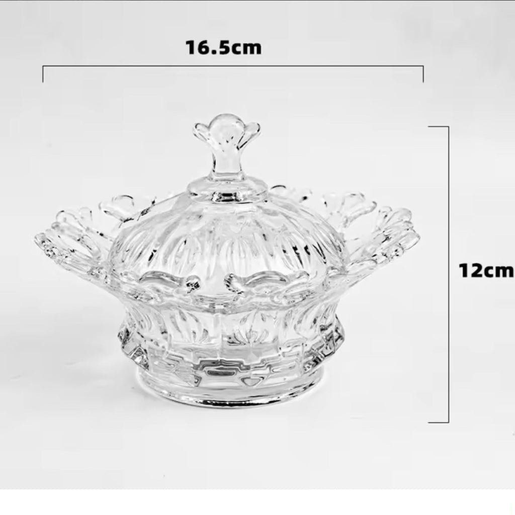 Transparent Glass Dessert Bowl with Lid Creative Household Candy Storage Tank Exquisite Flower Shaped Fruit Salad Bowl Tableware
