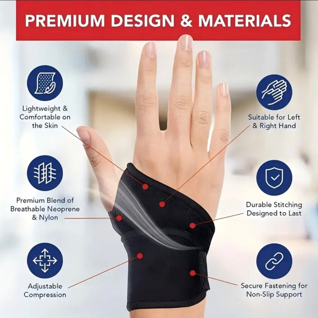 Unisex Adjustable Wrist Compression Support Brace - Ultra-Comfortable, Secure Fit for Sports, Fitness, Weightlifting, and Work - Ideal for Left or Right Hand, All-Season Use, Black, Comprehensive Training Support|Adjustable Strap