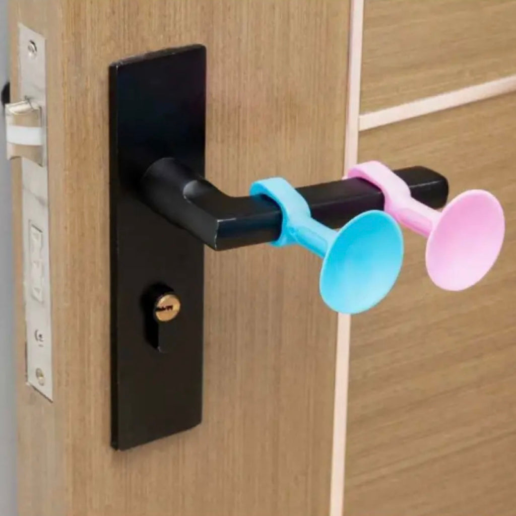 3-Pack Wall Mount Door Stoppers - Silicone Noise Reducer & Protector for Slamming Doors , Soft Cushion Bumper Guard for Quieter Door Closure, Plastic Handle Holder for Office & Home Use, Durable Adhesive Mount, Door Stopper Wall Protector