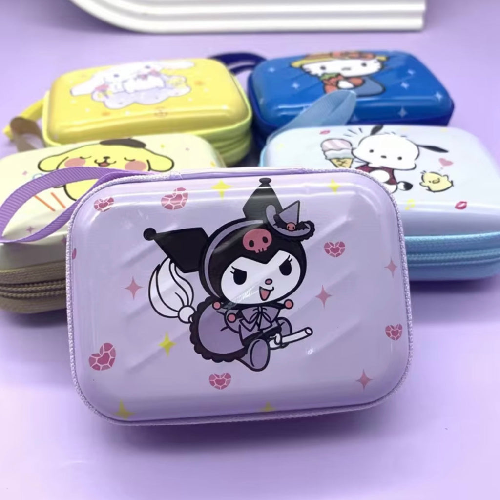 Random Model Cartoon Data Cable Storage Bag, Jewelry Tin Storage Bag, Rectangular Handheld Zipper Bag, Cartoon Change Bag Storage Box