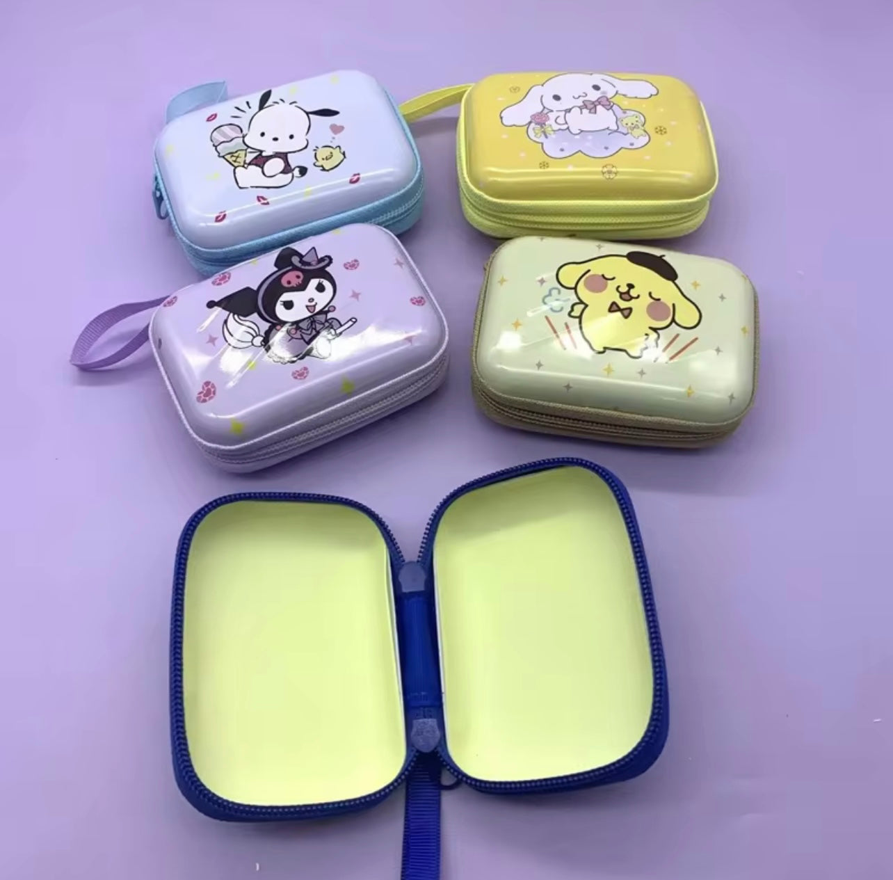 Random Model Cartoon Data Cable Storage Bag, Jewelry Tin Storage Bag, Rectangular Handheld Zipper Bag, Cartoon Change Bag Storage Box