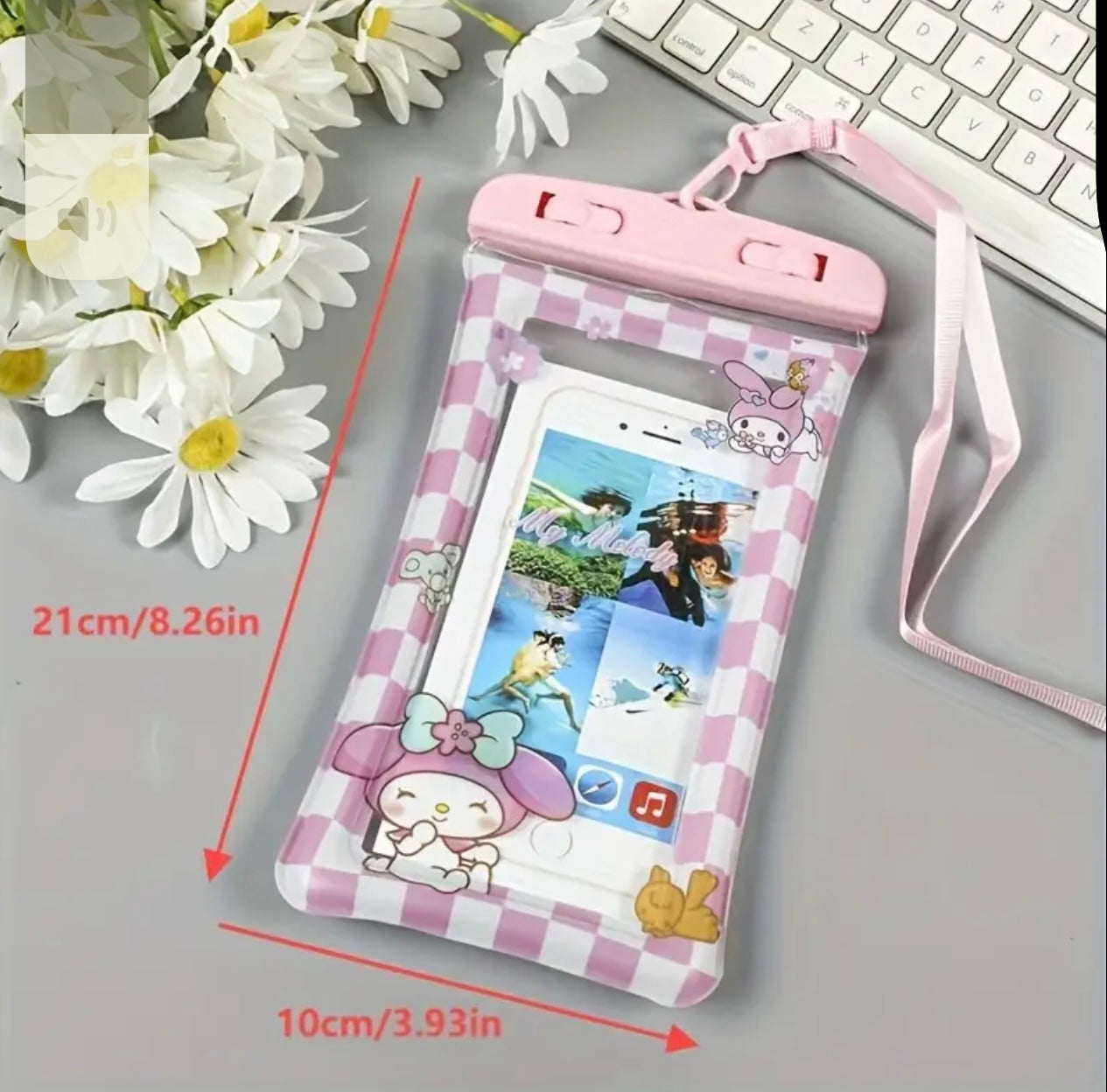 Random Adorable Cartoon Transparent Swim Mobile Pouch with Butterfly & Sun Design - Waterproof, Shockproof, Inflatable, and Durable for Swimming, Diving - Soft PVC Material, Swim Gear | Playful Design | Durable Mobile Case, Mobile water pouch