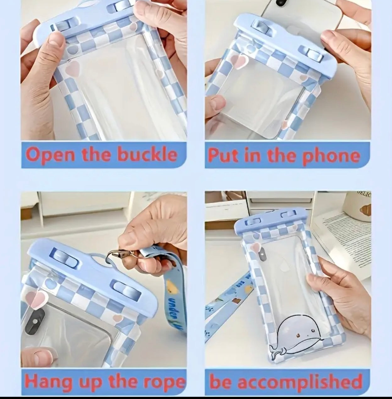 Random Adorable Cartoon Transparent Swim Mobile Pouch with Butterfly & Sun Design - Waterproof, Shockproof, Inflatable, and Durable for Swimming, Diving - Soft PVC Material, Swim Gear | Playful Design | Durable Mobile Case, Mobile water pouch
