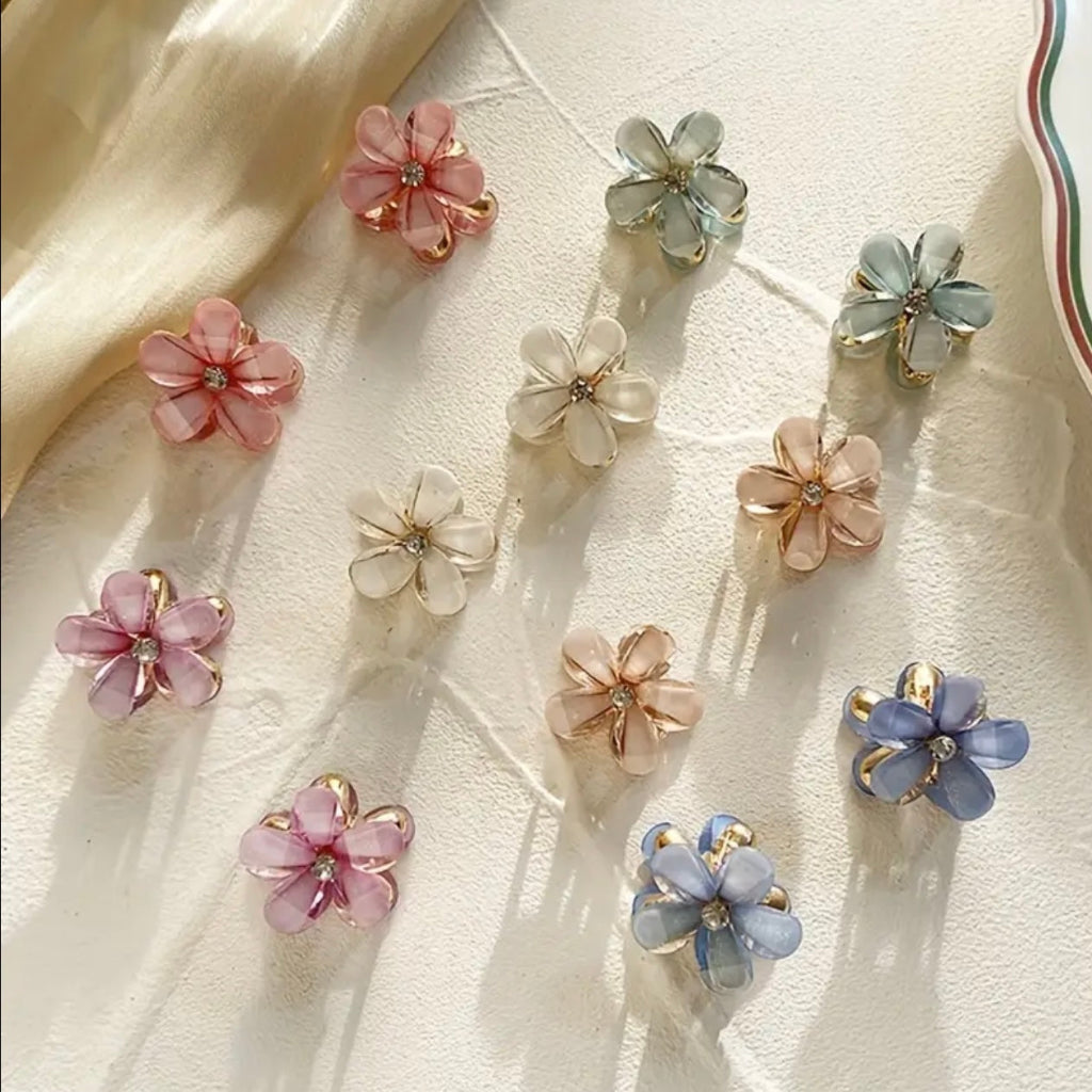 12pcs/set Sparkling Princess Head Clip with Faux Pearls and Crystals - Perfect for Flower Crowns and Bangs
