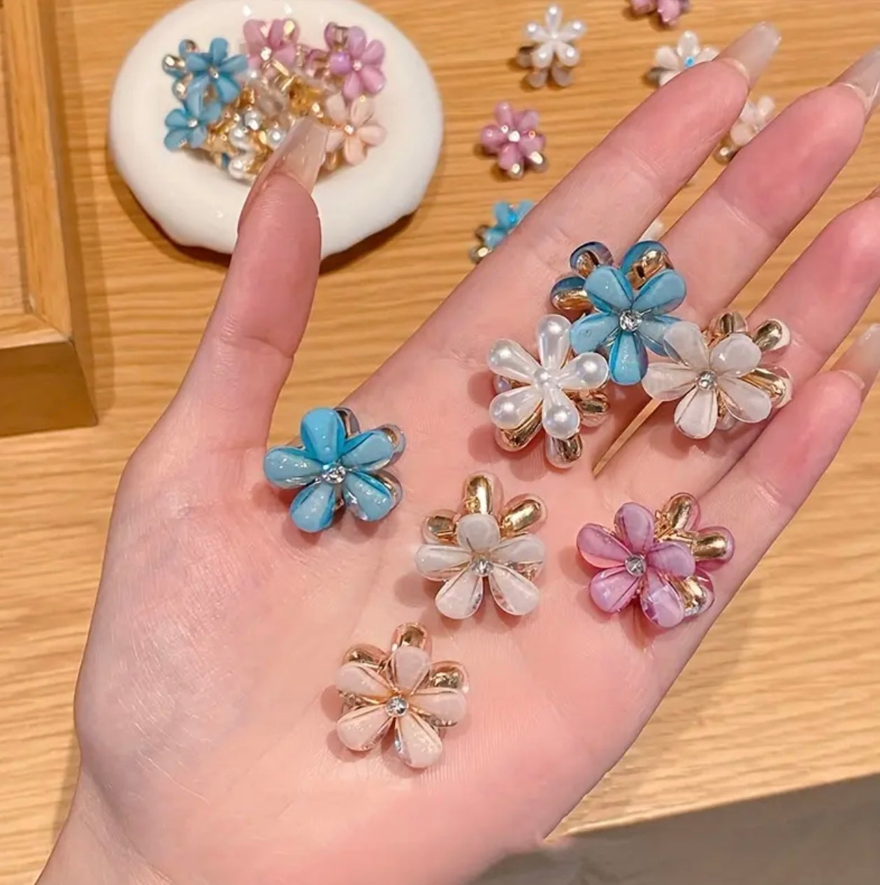 12pcs/set Sparkling Princess Head Clip with Faux Pearls and Crystals - Perfect for Flower Crowns and Bangs