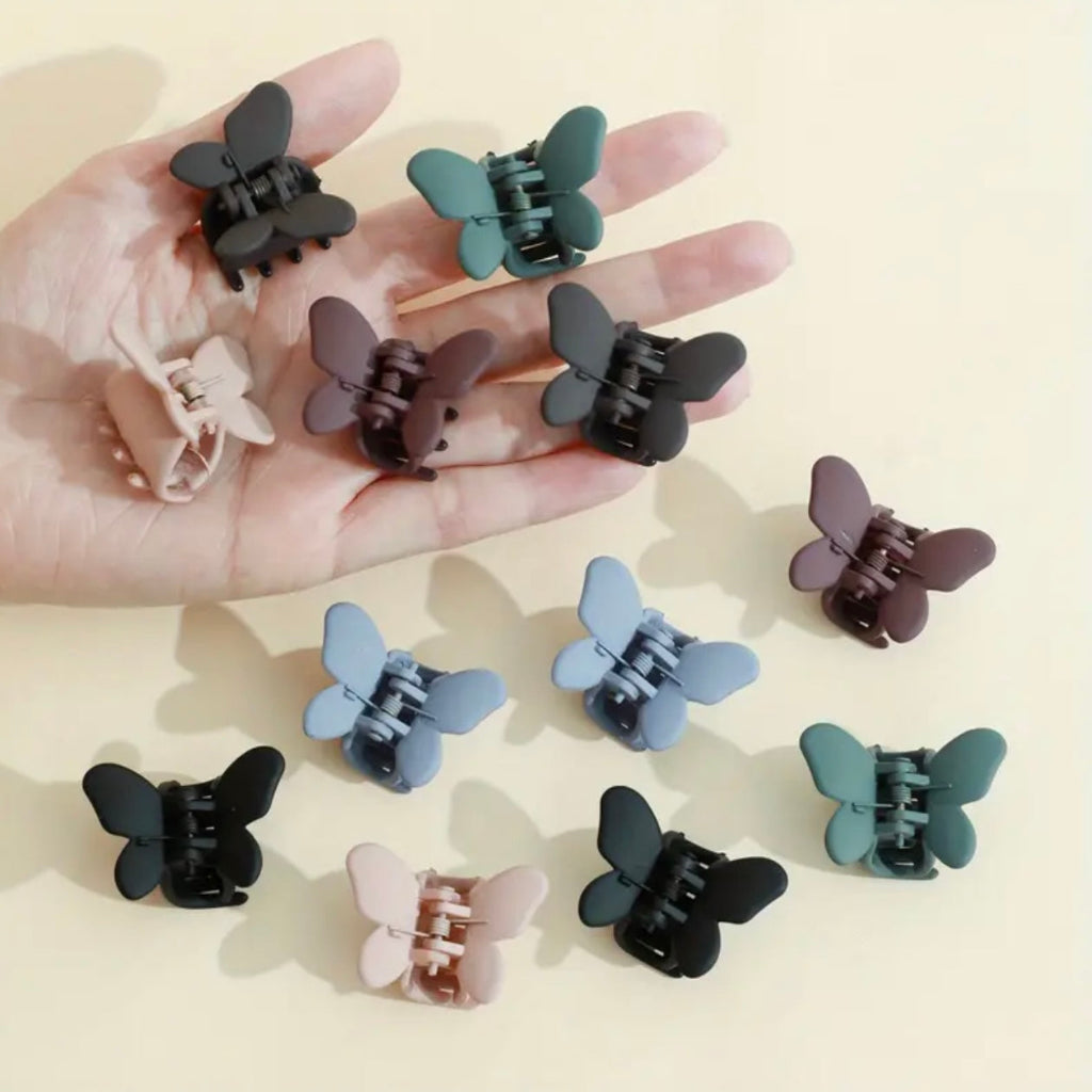 12pcs Pack Mini Butterfly Hair Clips, Non-Slip Grip, Thick Hair Accessories for Girls and Women, Cute Solid Color, Mixed Colors, All-Season, Daily & Casual Use, Plastic Material, Fashion Hair Accessories for Teens
