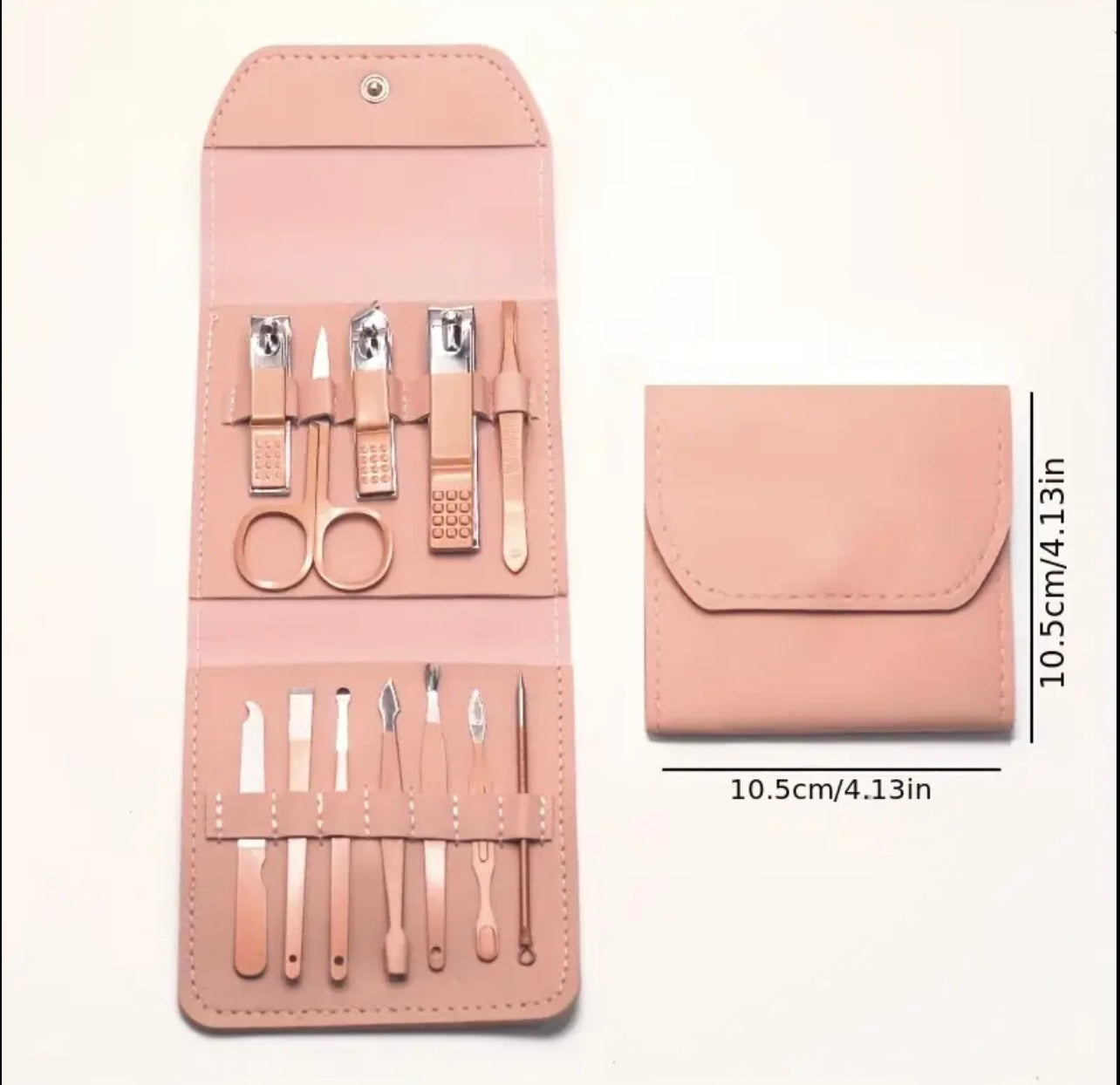 12pcs manicure مجموعة من الفولاذ المقاوم للصدأ مسمار الكليف طقم أدوات الاستمالة احترافية الوجه يدو قدم رعاية بيج رعاية وأدوات رعاية الأظافر مع علبة السفر ..