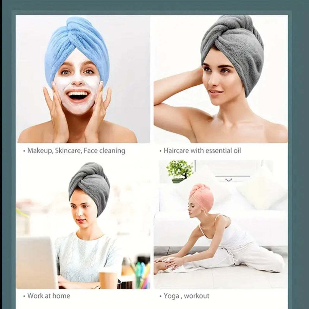 1pc Super Absorbent Fast Drying Hair Towel with Button - Soft and Water-Absorbing Microfiber Wrap for Women - Anti-Frizz and Anti-Static - Perfect for Bathroom Accessories 100% polvester