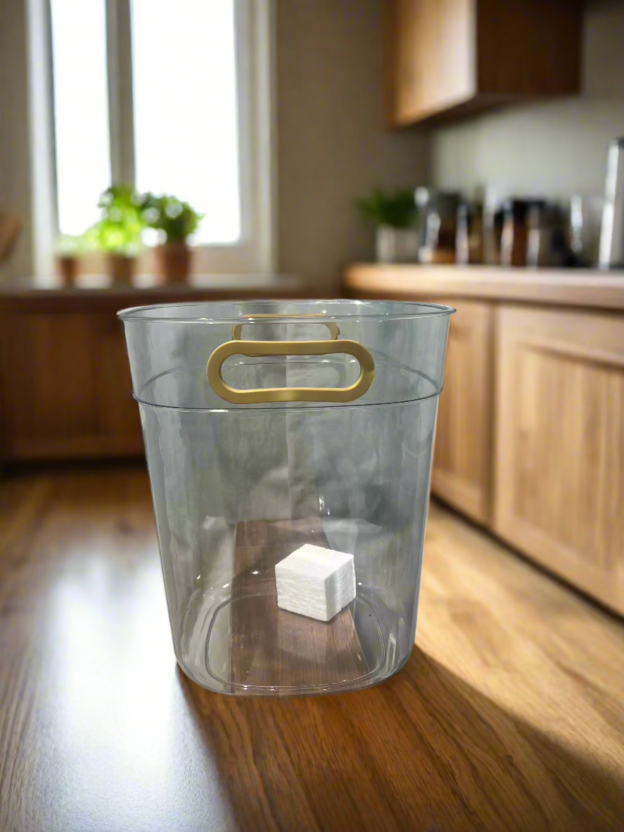 Top Popular Large and XLarge Capacity Transparent Plastic Garbage Can Waste Basket With Handle for Bedroom
