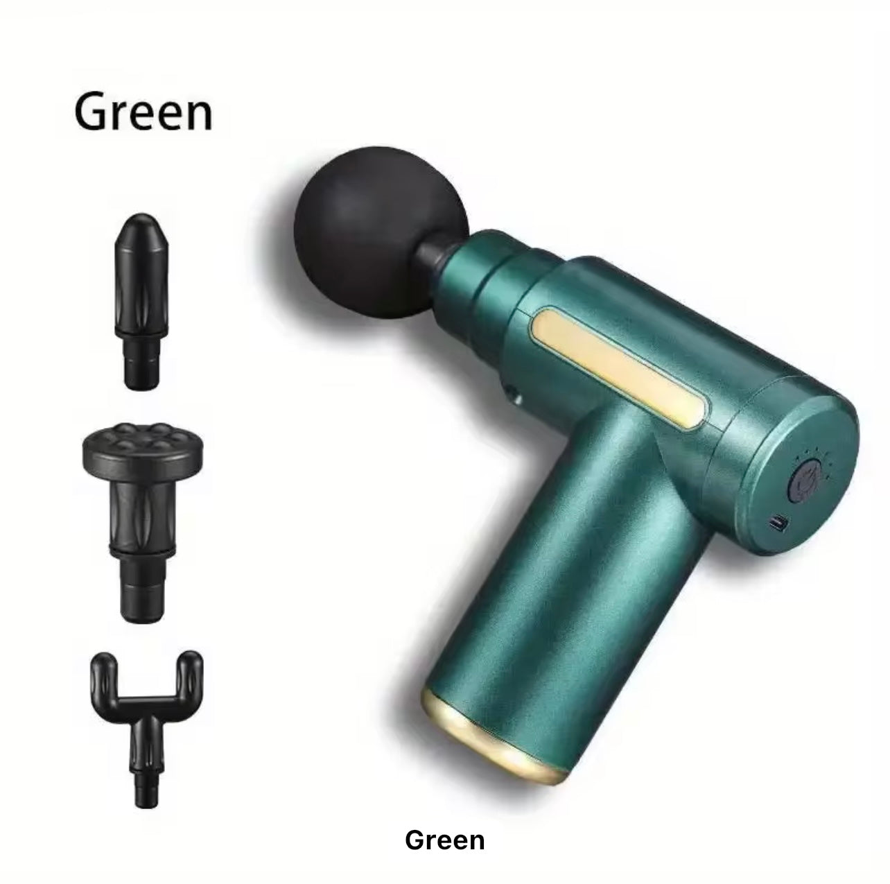 Compact & Powerful Deep Tissue Massage Gun - Handheld, Sleek Black Design with Golden Accents, USB Rechargeable, 4-12V Lithium Battery, Includes Multiple Attachments for Full Body Relaxation Facial Massage Gun- Ideal Gift for Holiday