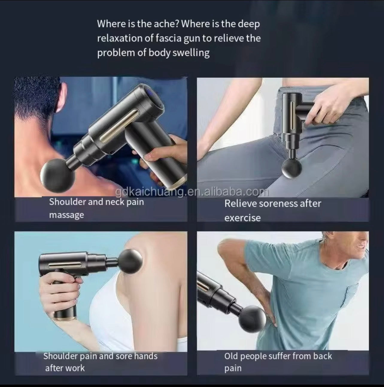 Compact & Powerful Deep Tissue Massage Gun - Handheld, Sleek Black Design with Golden Accents, USB Rechargeable, 4-12V Lithium Battery, Includes Multiple Attachments for Full Body Relaxation Facial Massage Gun- Ideal Gift for Holiday