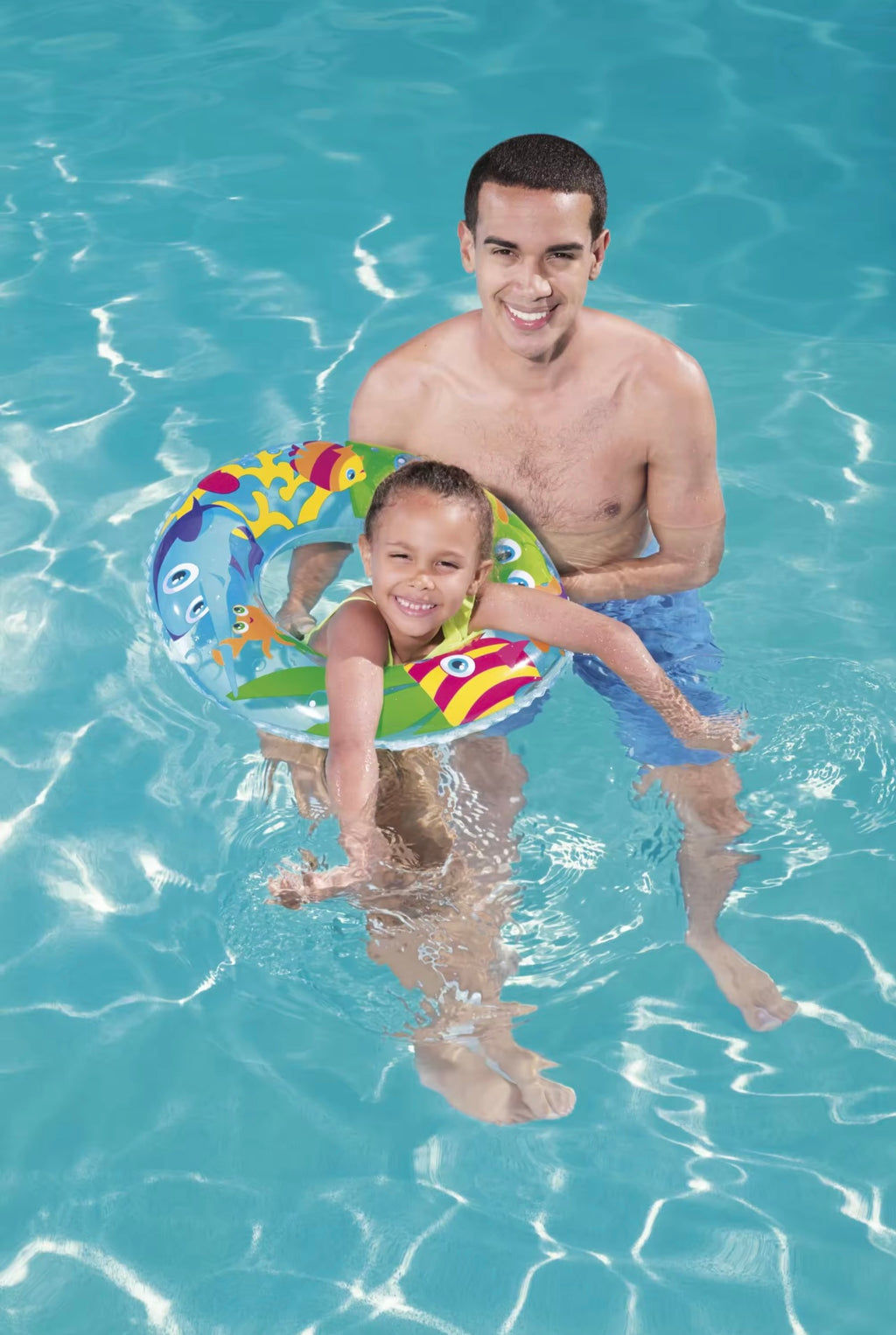 Colorful Kids Inflatable Swimming Ring – Fun Pool Float with Cartoon D