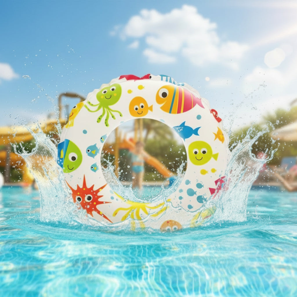 Colorful Kids Inflatable Swimming Ring – Fun Pool Float with Cartoon Designs Random designs