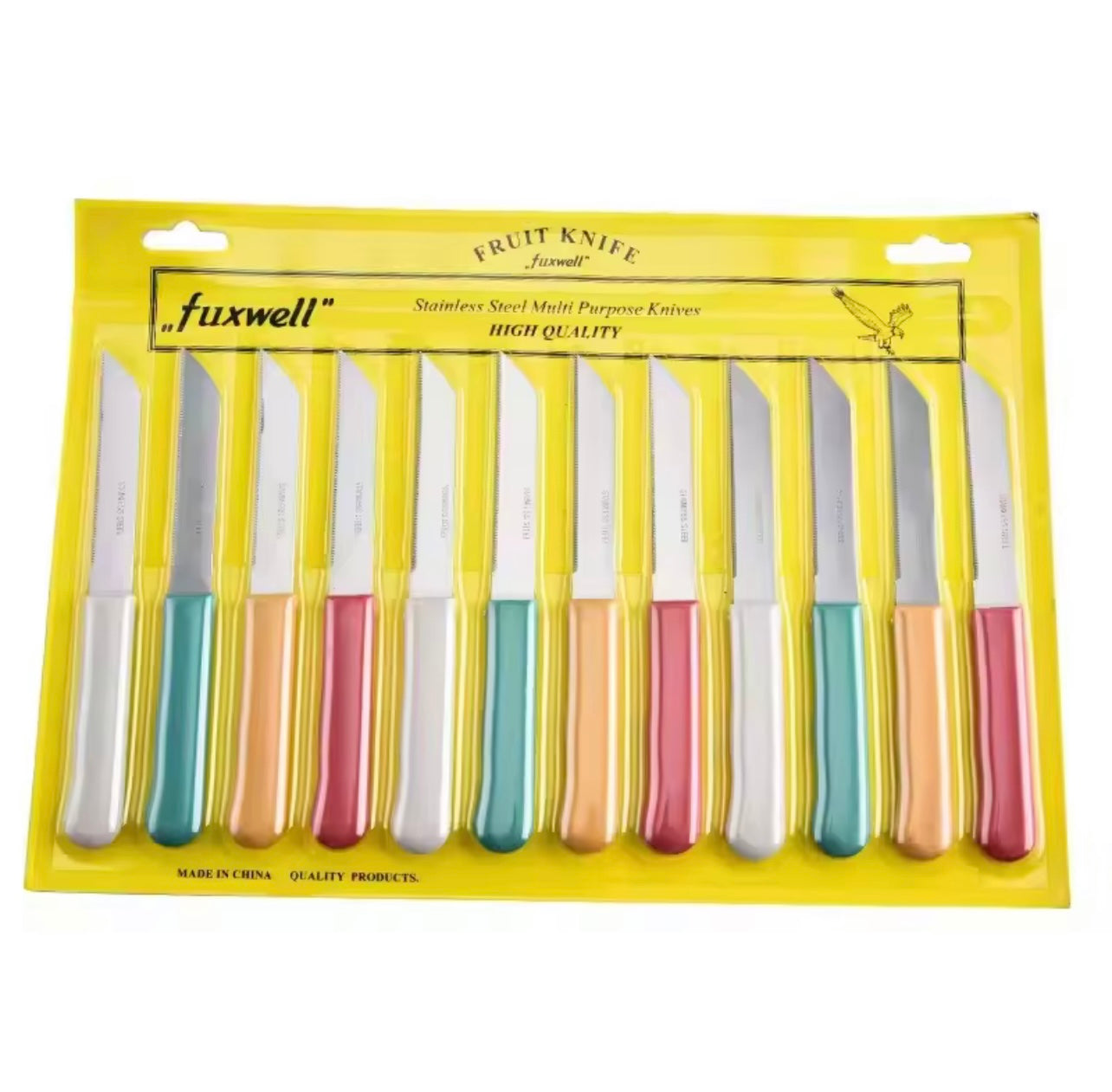 12pcs مقبض PP ملون pp skknifes مجموعة fuxwell l concord الفولاذ المقاوم للصدأ الفاكهة