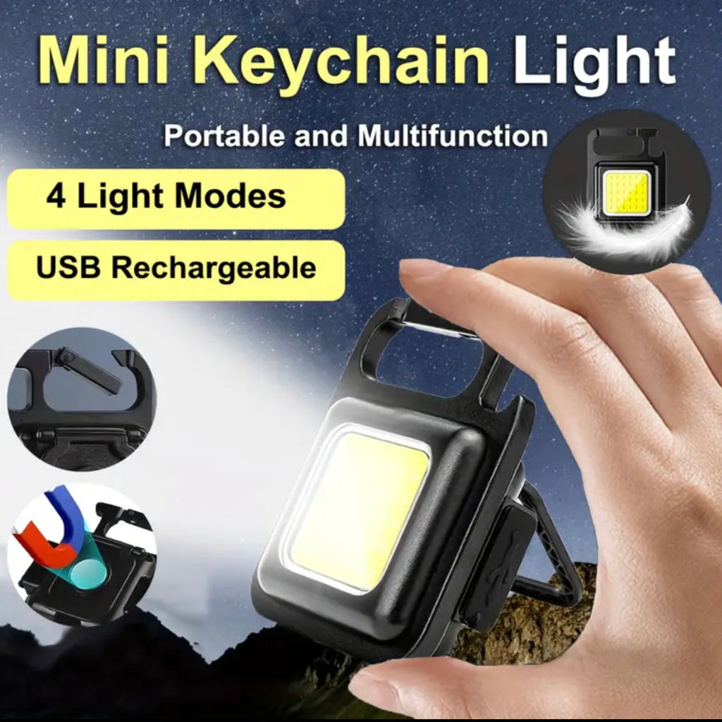 1pc Portable Mini Keychain LED Headlamp with 4 Light Modes - USB Rechargeable, Durable Plastic, Hook & Magnet Closure - Ideal for Camping, Hiking, Running, Fishing, and Travel - Includes Batteries, Camping Gear | Compact Flashlight | Durable Plastic