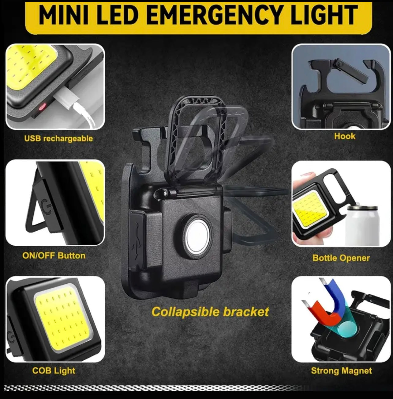 Portable Mini Keychain LED Headlamp – USB Rechargeable with 4 Light Modes