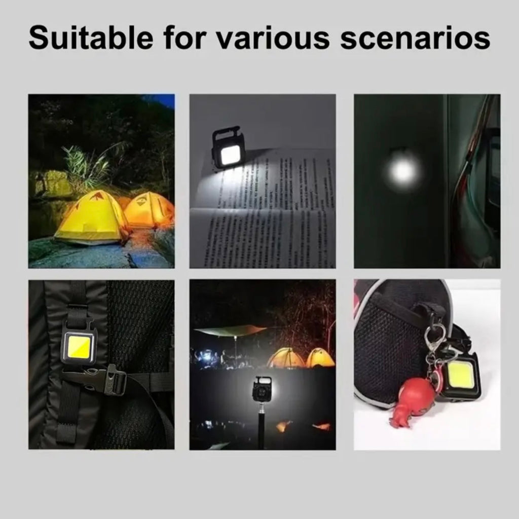 1pc Portable Mini Keychain LED Headlamp with 4 Light Modes - USB Rechargeable, Durable Plastic, Hook & Magnet Closure - Ideal for Camping, Hiking, Running, Fishing, and Travel - Includes Batteries, Camping Gear | Compact Flashlight | Durable Plastic