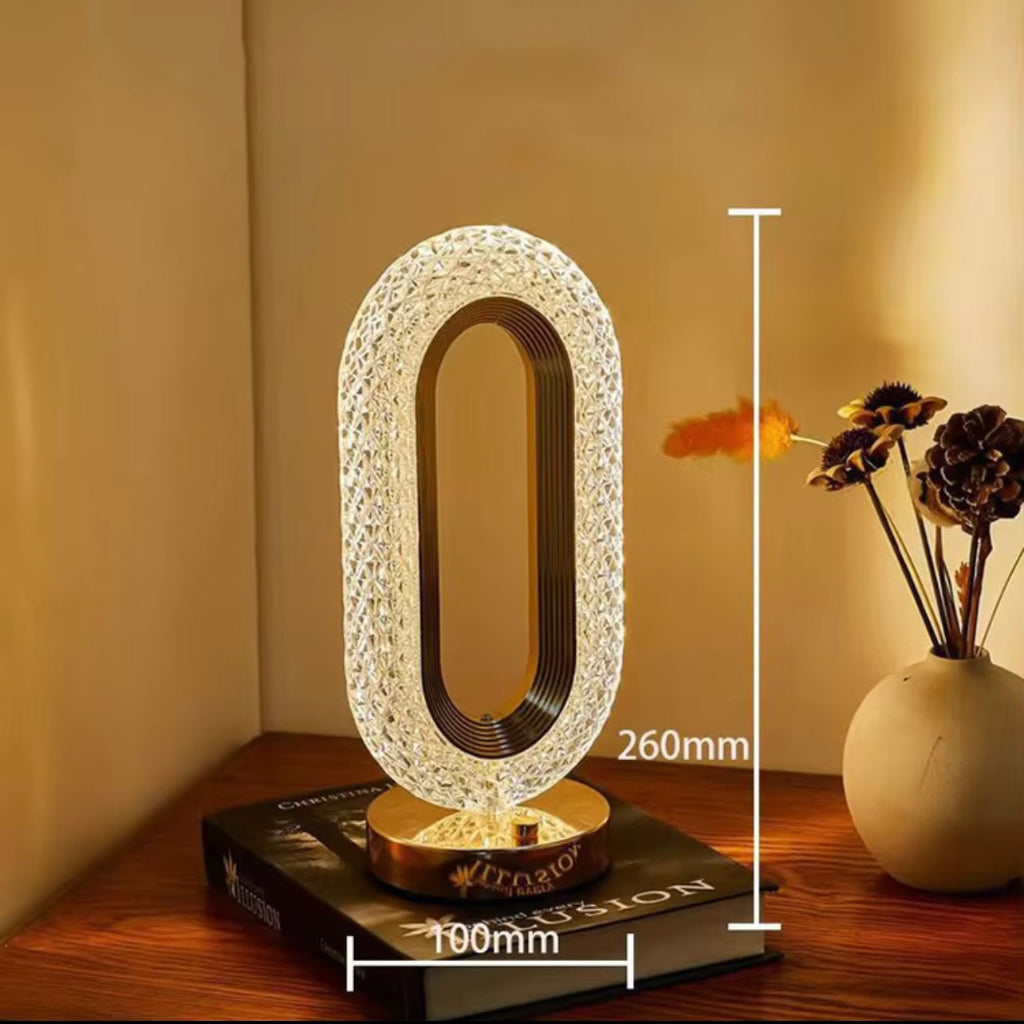 1 luxurious oval crystal table lamp, office USB charging lamp, living room bedside night light decorative table lamp suitable for bedroom, living room, party and dinner decoration creative lamp