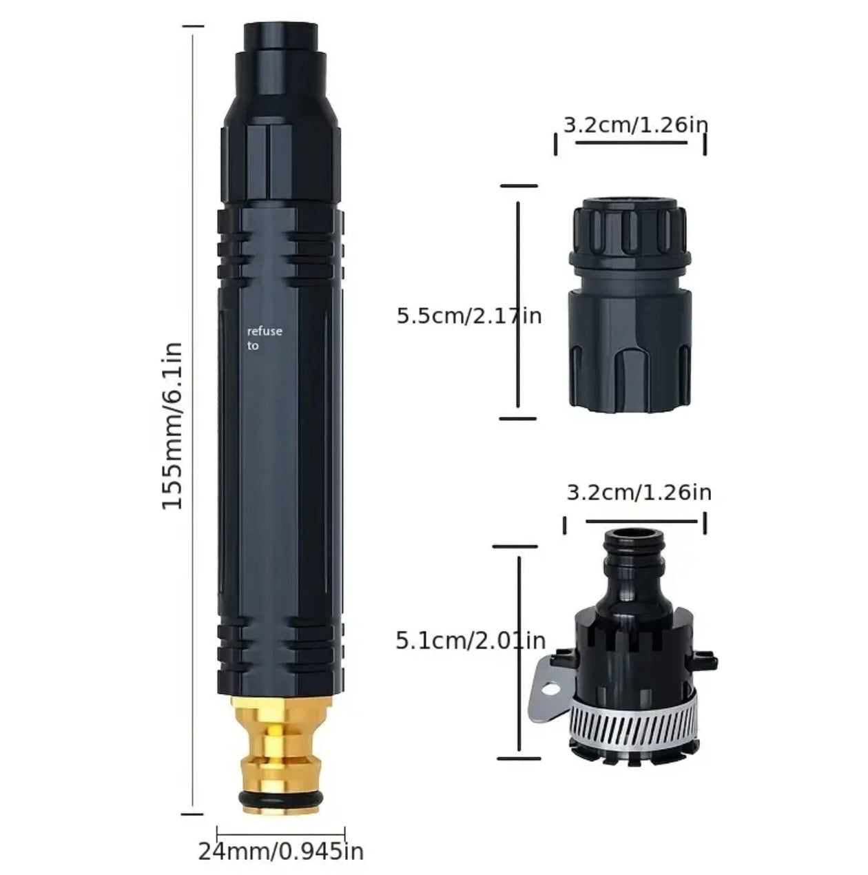 4pcs Plastic Body Black King Kong Standard Connection Household Car Wash Water Gun Pressure Washer Nozzle Spray Nozzle 1/2" Quick Connect Easy Adjustable