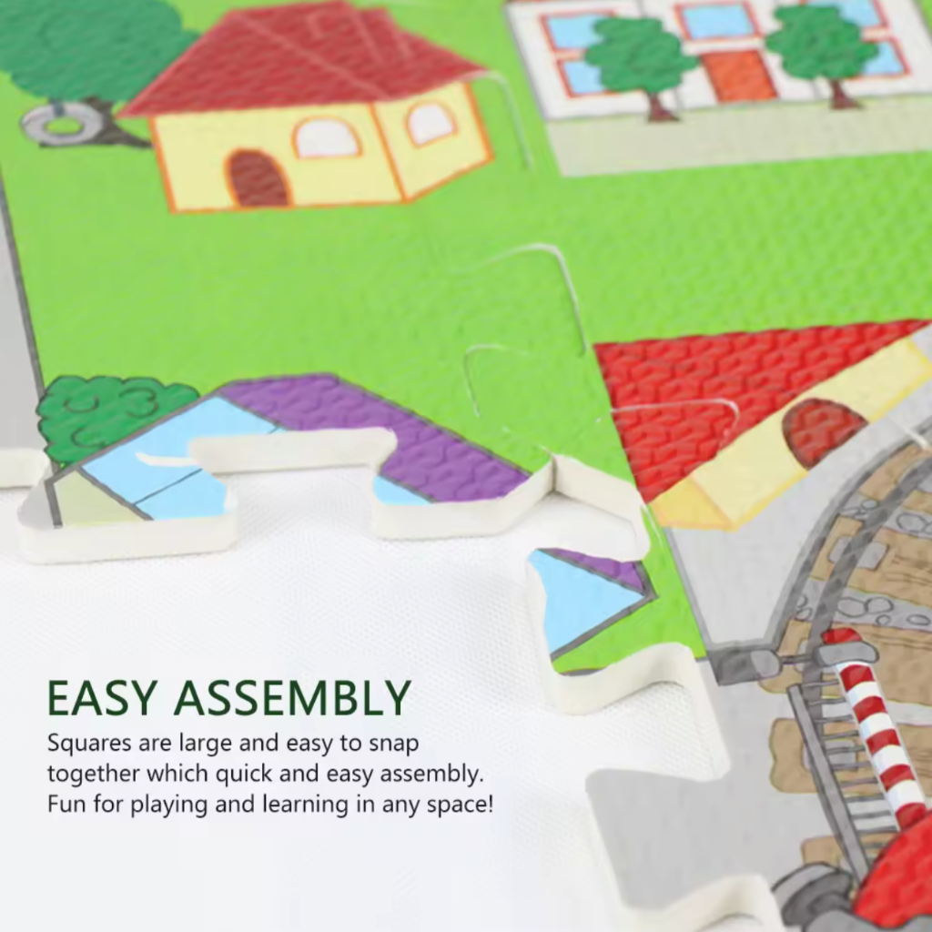 60*60 4pcs Cartoon PE Film Eva Foam Mat ، Jigsaw Puzzle Kids Baby Play Play Flock Flocking حصيرة
