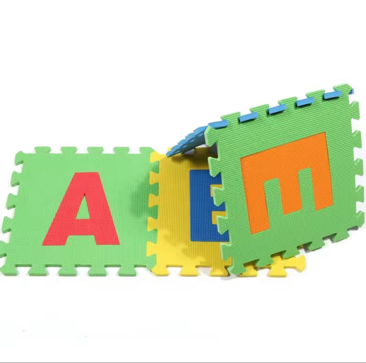 Muzze Mat Kids ABC ، ​​26 TLG Kids غير زرقاء Eva Kids Buzzles Mat Play Mat كبيرة يمكن إرفاقها ، كل قطعة 30 × 30 × 1 سم ، حصيرة أحذية