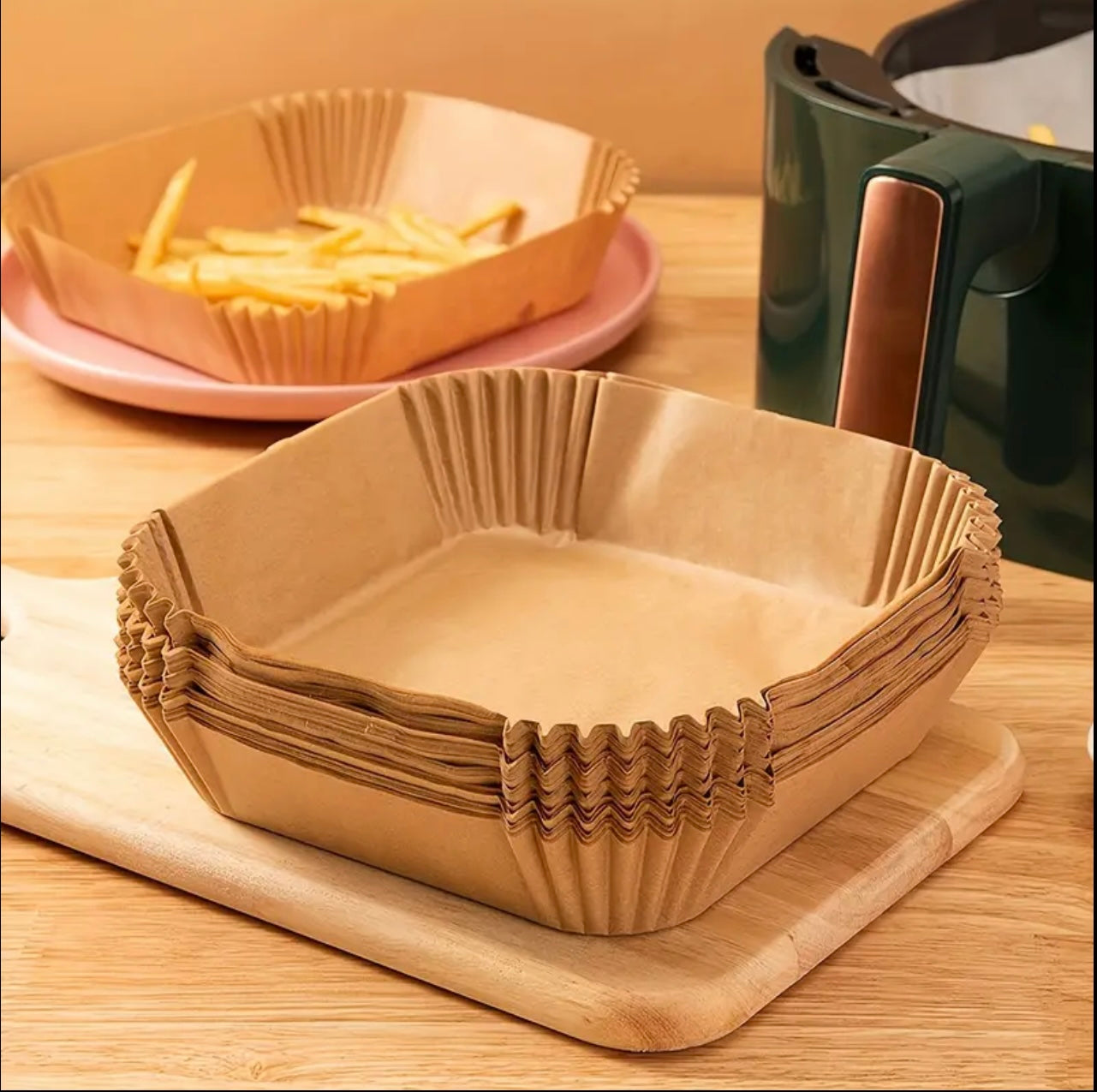 50pcs Non-Stick Air Fryer Liners -160mmx45mm Square Shape, Oil-Resistant Without Tray - Kitchen Tool for Deep Frying, Baking, And Cooking, Easy to Clean, Suitable for Oven And Air Fryer - for Christmas, Halloween, Easter, Hanukkah, And Thanksgiving.