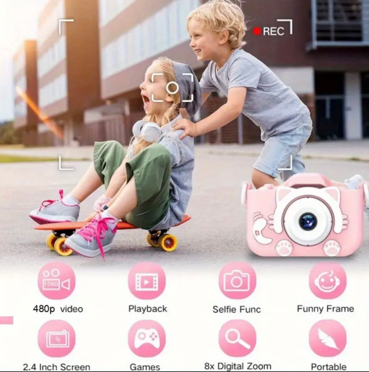 HD Dual Lens Kids Camera قادرة على تصوير 3000 صورة ومرشحات ممتعة وألعاب مصغرة لتوتر الإجهاد لتوفير الأعمال الثمينة والذكريات الجميلة. علبة سيليكون كرتون مقاومة للانخفاض ، مثالية كهدية عيد ميلاد ، عيد الميلاد ، حفلات الهالوين ،