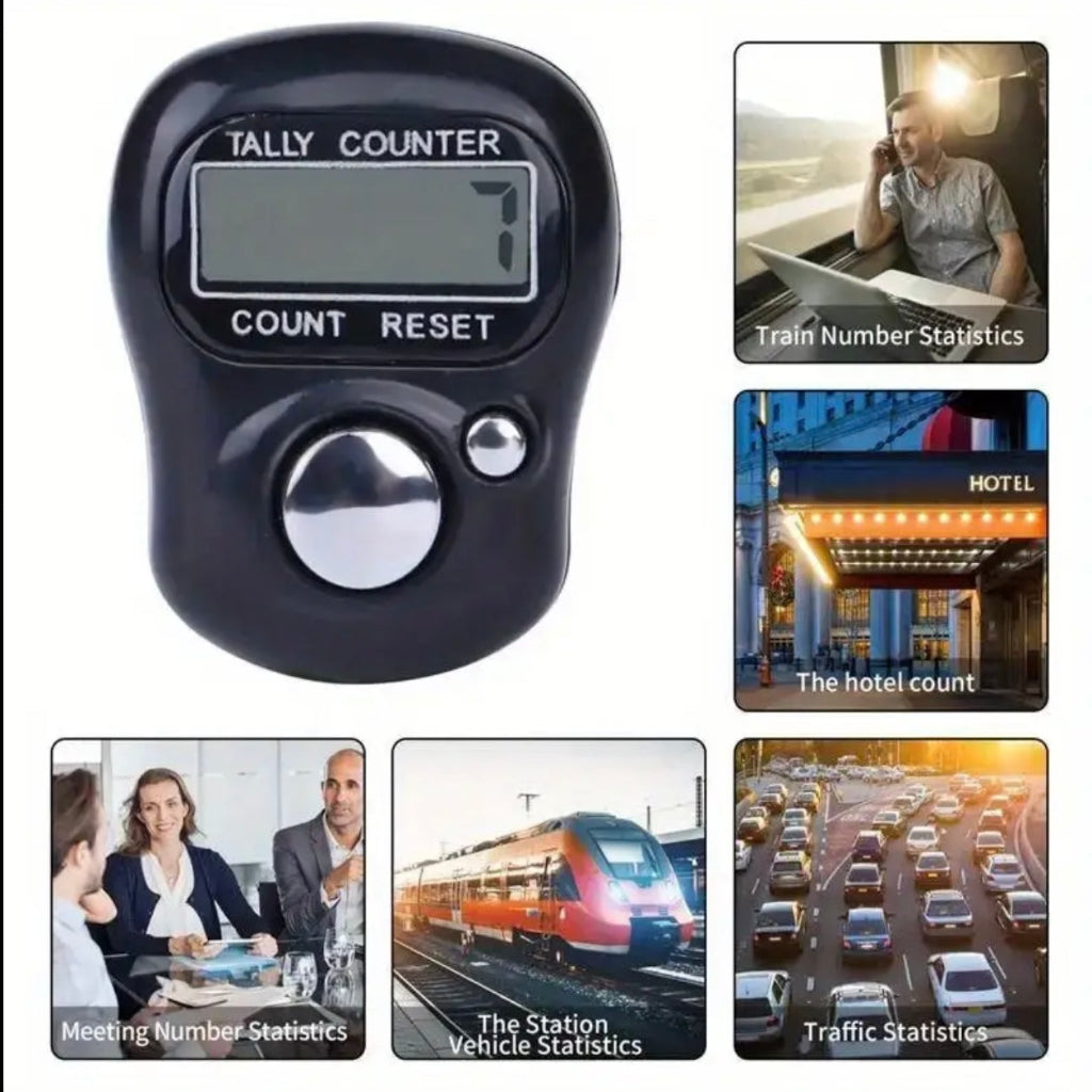 5pcs Mini Electronic Counters tasbeeh with Manual Button, Finger Ring Design - Assorted Colors (Green, Blue, Pink, Black, White) - Compact & Portable for Counting Steps, Repetitions, or Events, Mini Step Counter