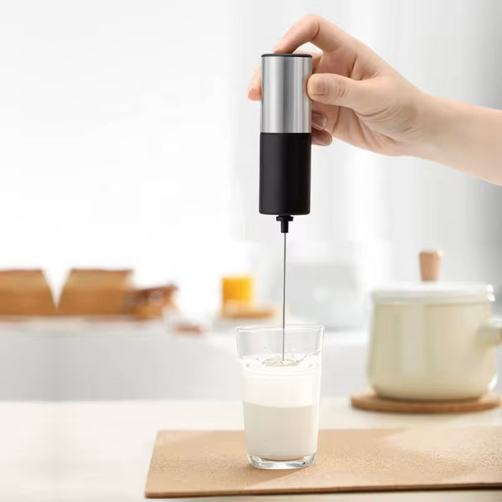 Electric Milk Frother: ABS and Stainless Steel Design, Battery Operated, 2 AA Batteries Required, Kitchen Tool for Making Foamy Milk