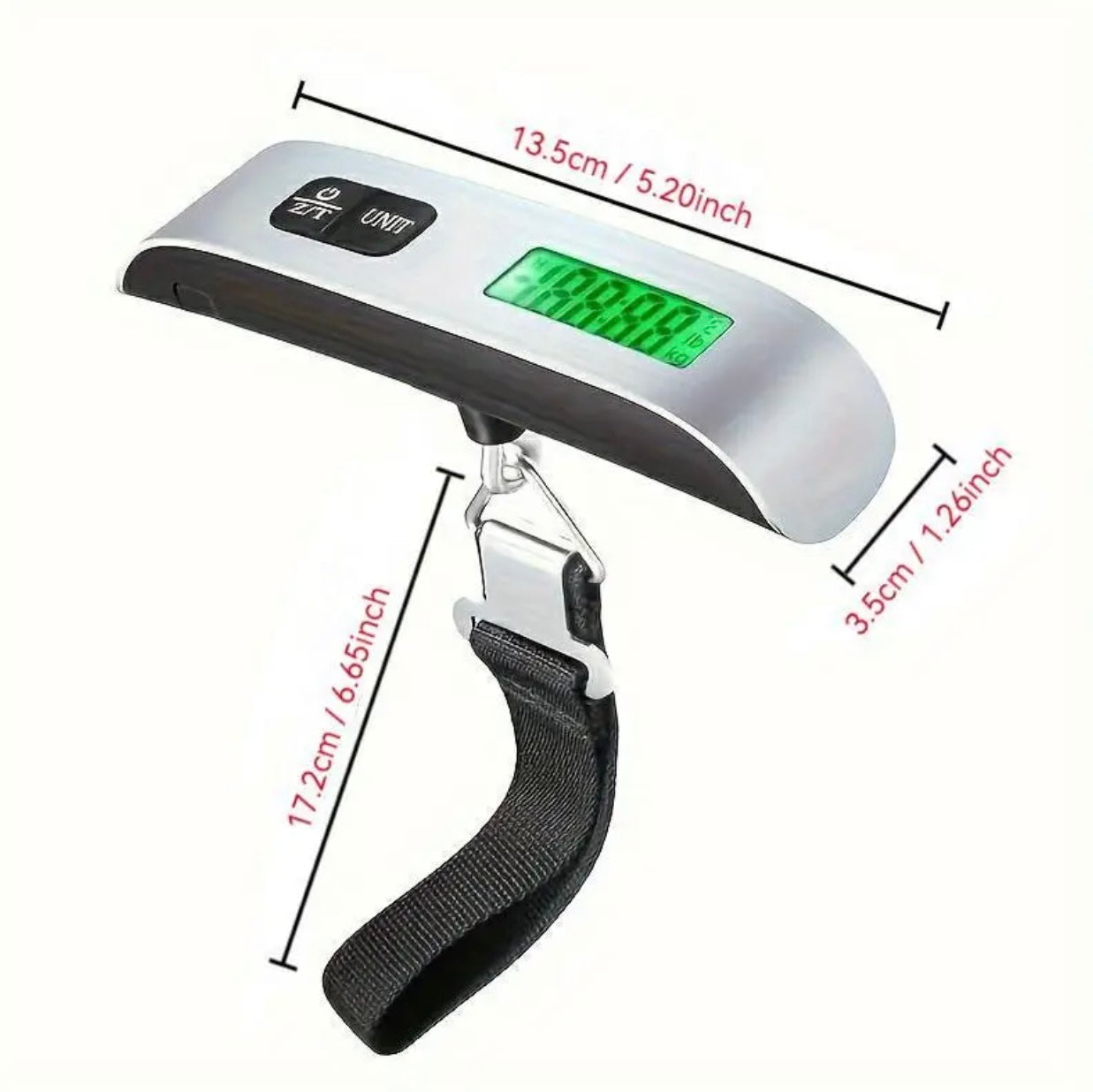 1pc 50kg/110 Lb electronic portable scale Multi-function electronic backlight display luggage scale Luggage scale with temperature sensing electronic scale suitable for indoor office outdoor portable luggage weighing
