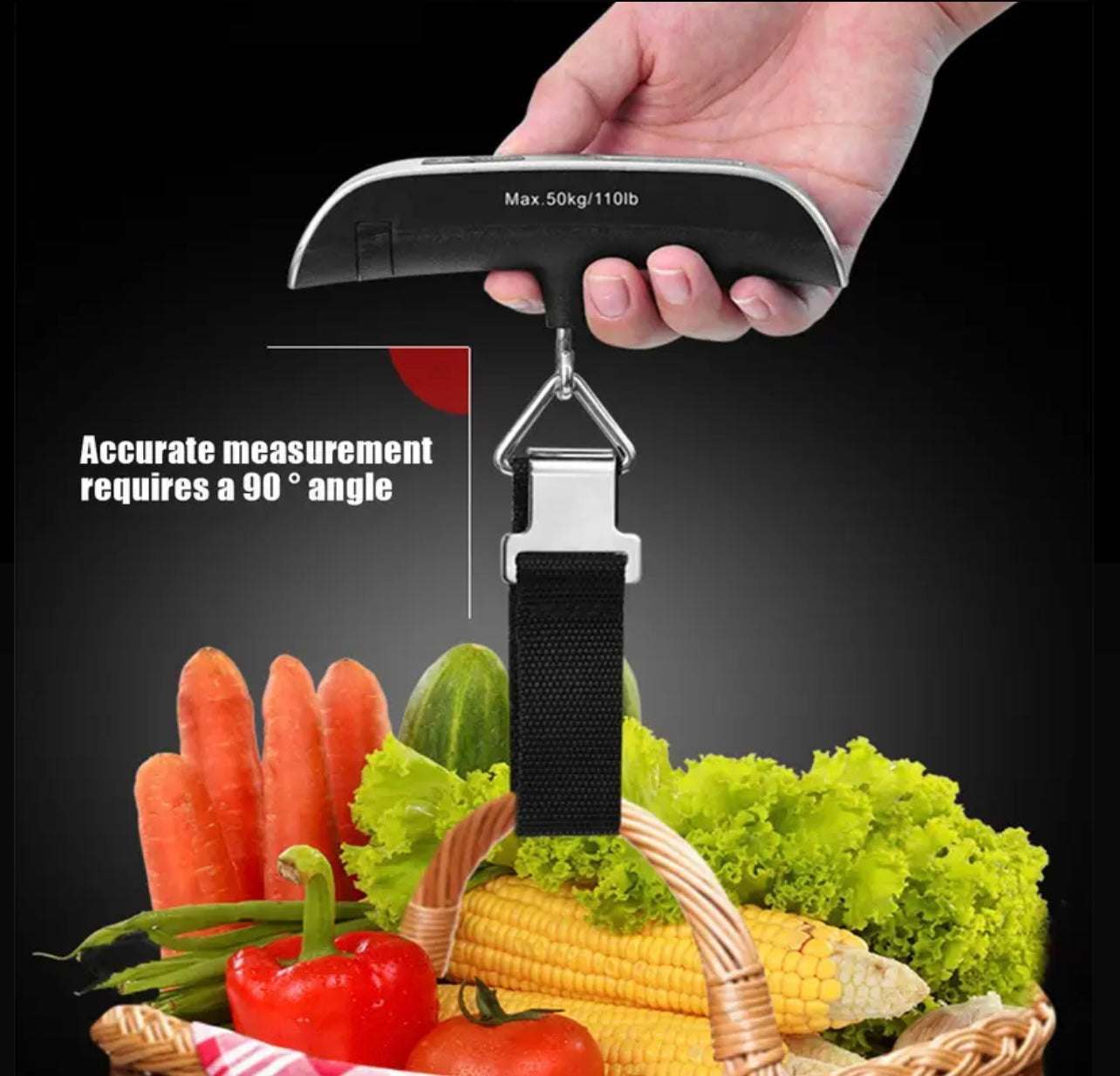 1pc 50kg/110 Lb electronic portable scale Multi-function electronic backlight display luggage scale Luggage scale with temperature sensing electronic scale suitable for indoor office outdoor portable luggage weighing