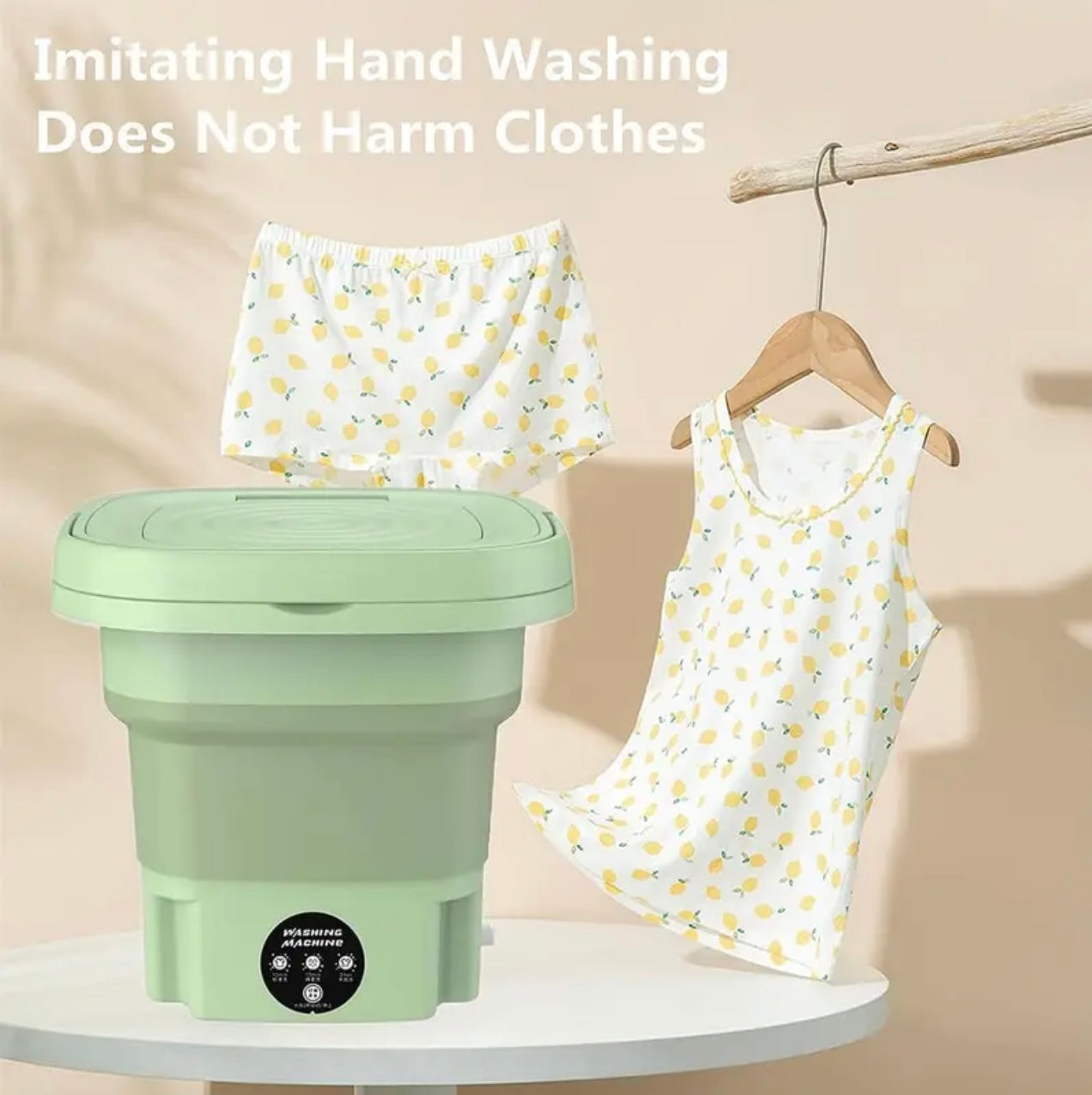 غسالة صغيرة محمولة - قابلة للطي، تنظيف عميق، مثالية للملابس الداخلية والجوارب والملابس الصغيرة - مثالية للمساكن والمنازل والسفر