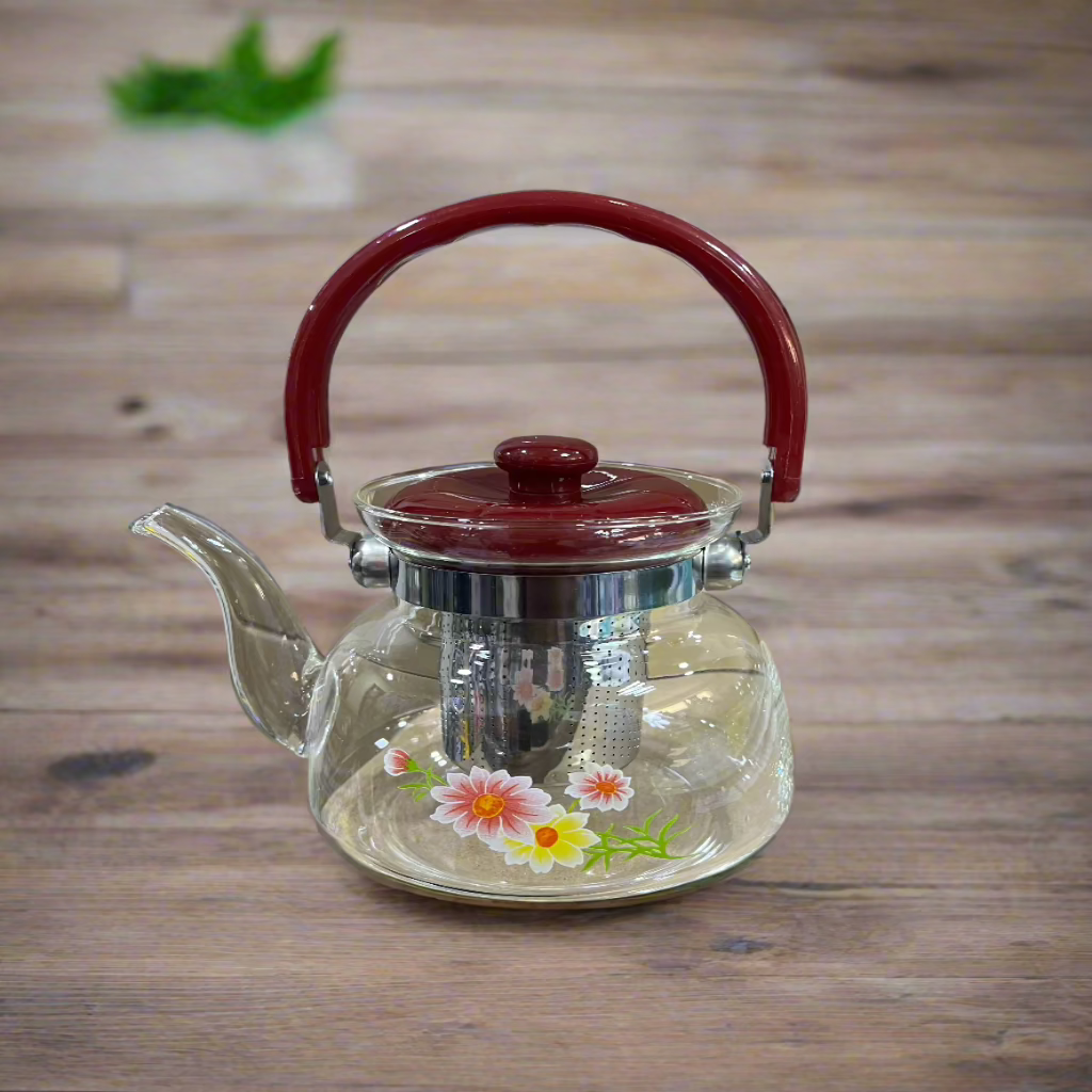 1pc Premium Stainless Steel & High Borosilicate Glass Teapot with Tea Infuser - Heat-Resistant, Ideal for Home & Restaurant Use