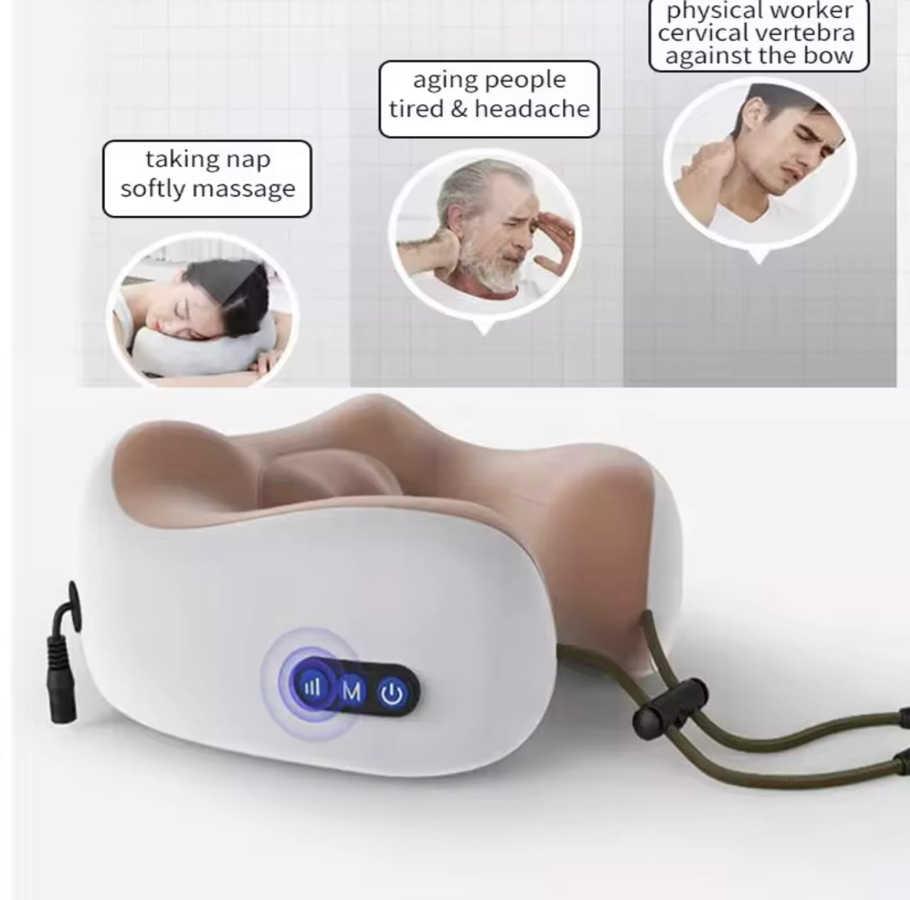 Electric Massage U-Shaped Pillow: Simulates Hand Massage on The Neck, Recreating a Real Massage Experience. an Essential Massage Product for Relaxation, Office Work, And Long Car Rides, Making It a Perfect Surprise Gift for Family And Friends!