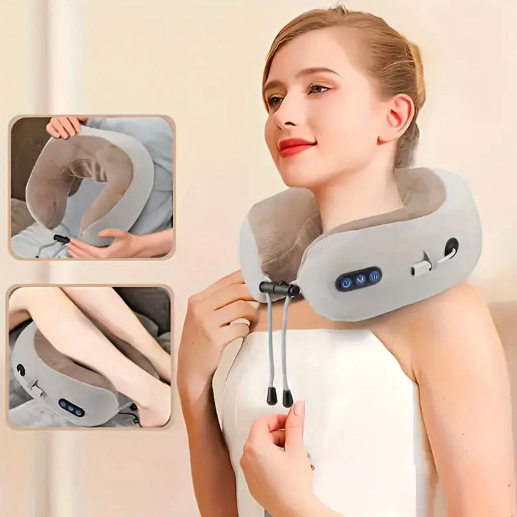 Electric Massage U-Shaped Pillow: Simulates Hand Massage on The Neck, Recreating a Real Massage Experience. an Essential Massage Product for Relaxation, Office Work, And Long Car Rides, Making It a Perfect Surprise Gift for Family And Friends!