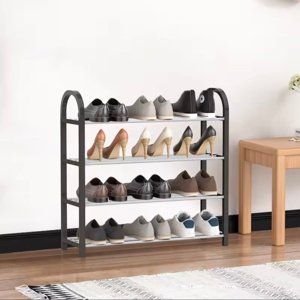 4-Tier Shoe Rack Organizing Rack, Suitable for Wardrobe, Stainless Steel Material, Shoe Rack Suitable for Front Door Entrance and Entrance, Floor Shoe Rack Cabinet Easy to Install and Save Space, Independent Shoe Rack