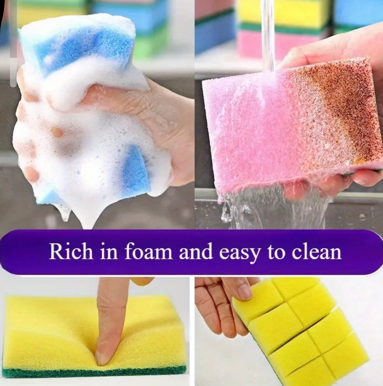 10pcs ، اسفنجة غسل الصحون ، ضروريات المطبخ ، مناشف أطباق التنظيف المنزلية ، مناشف إسفنجية عالية الكثافة ، أدوات تنظيف أساسية!