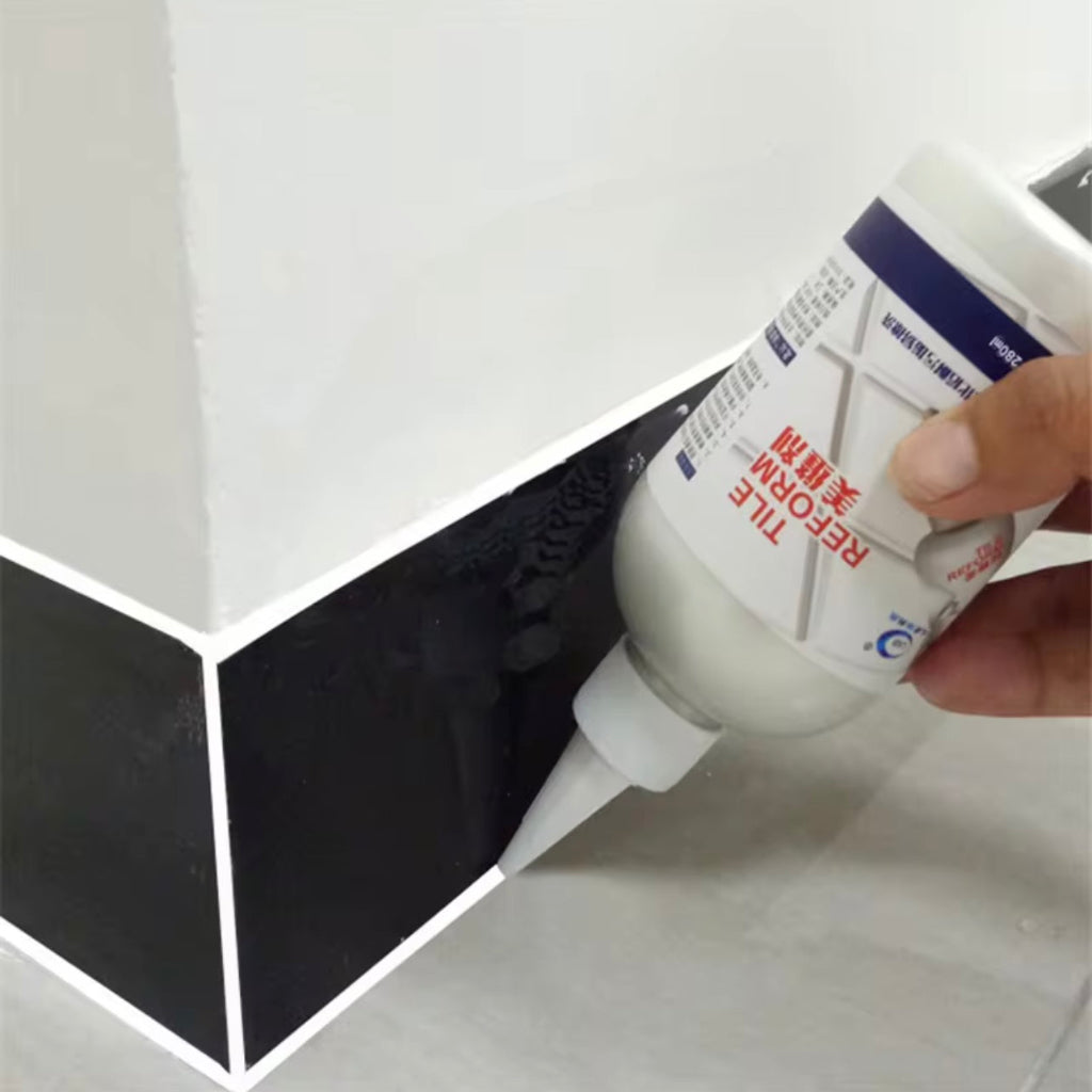 Ray's Tile Floor Caulking Supplement - Waterproof Grout Filler for Kitchen & Bathroom, White Gel Sealant for Tile and Ceramic Gaps, Easy-to-Use Tile Sealer with Applicator Nozzle