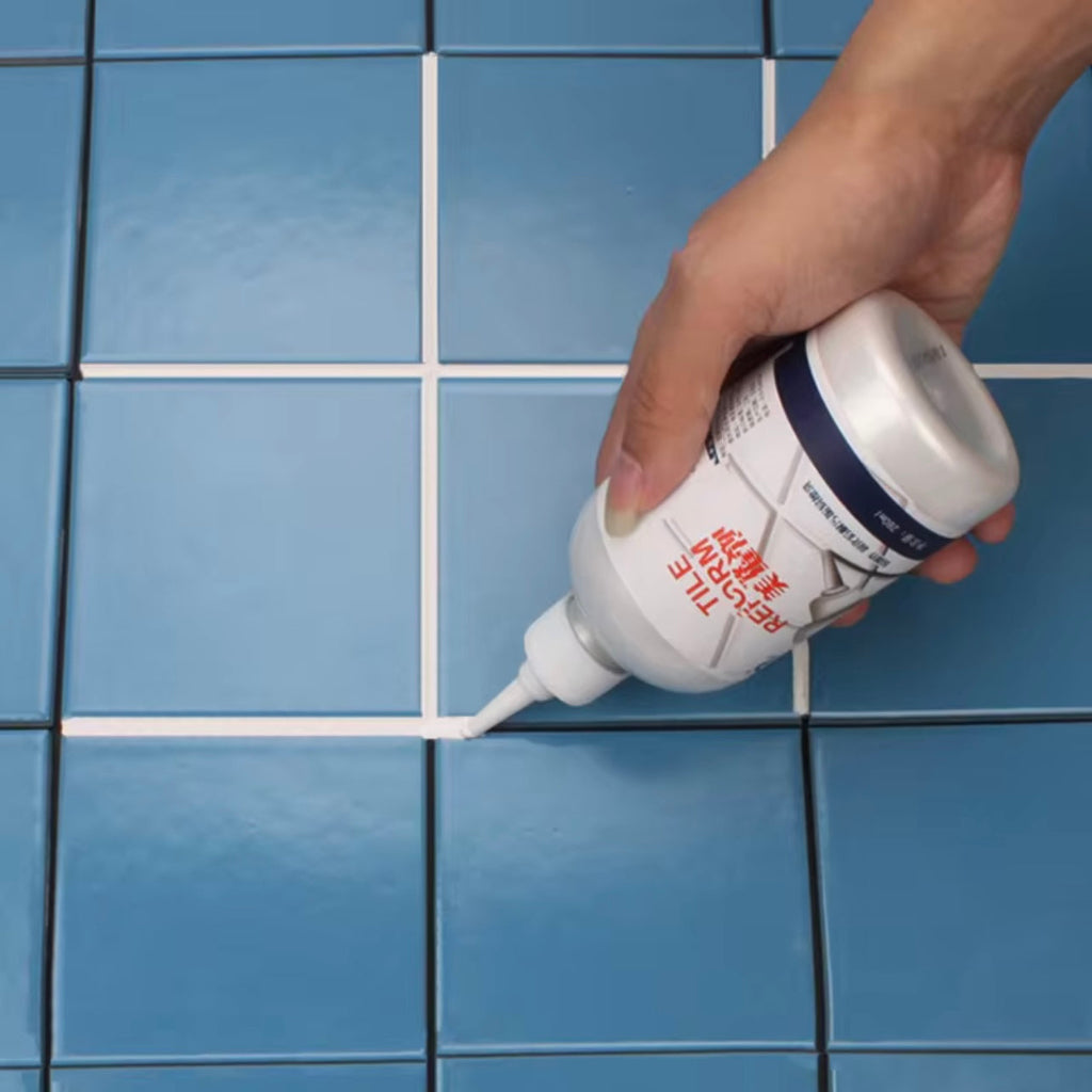 Ray's Tile Floor Caulking Supplement - Waterproof Grout Filler for Kitchen & Bathroom, White Gel Sealant for Tile and Ceramic Gaps, Easy-to-Use Tile Sealer with Applicator Nozzle