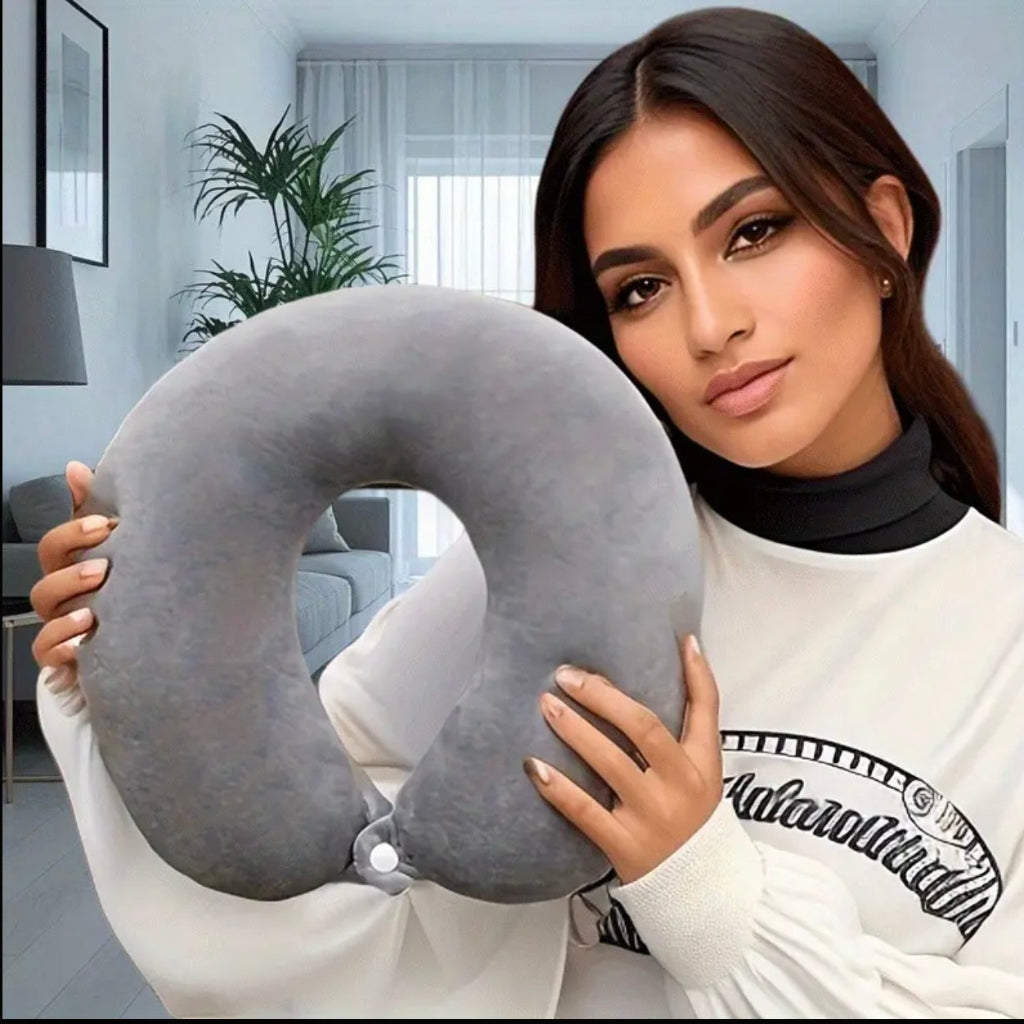 Travel Neck Pillow - Soft U-Shaped Polyester Neck Support for Airplane, Car, Home & Office | Machine Washable, Comfortable Travel Accessory, Airplane Comfort Ushaped Pillow|Soft Texture