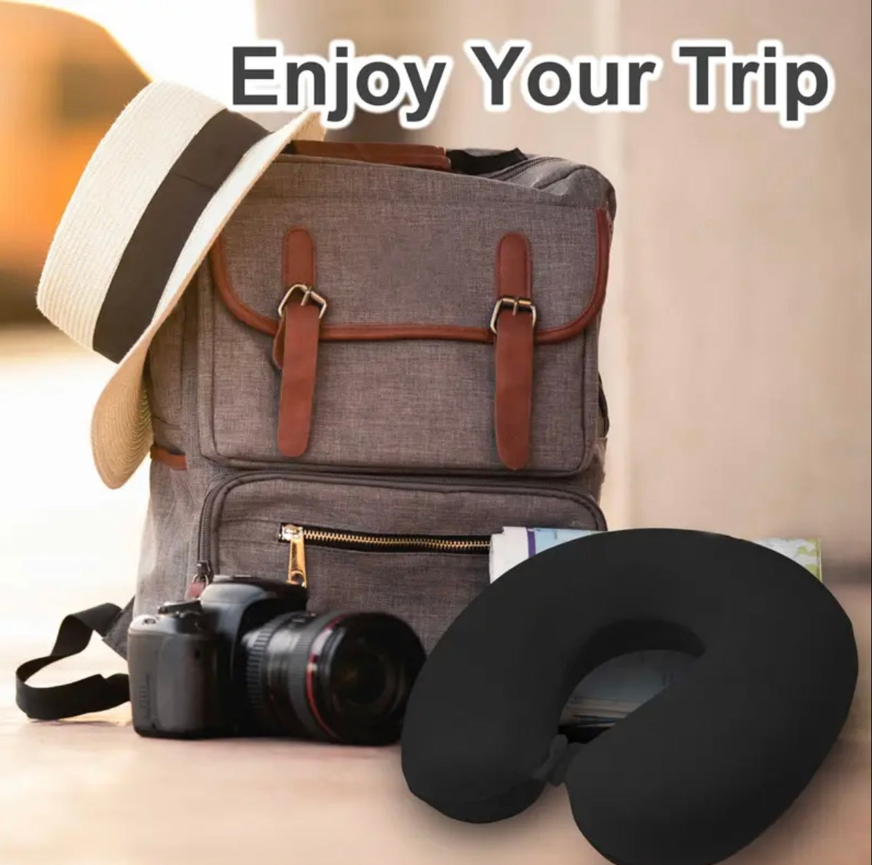 Travel Neck Pillow - Soft U-Shaped Polyester Neck Support for Airplane, Car, Home & Office | Machine Washable, Comfortable Travel Accessory, Airplane Comfort Ushaped Pillow|Soft Texture