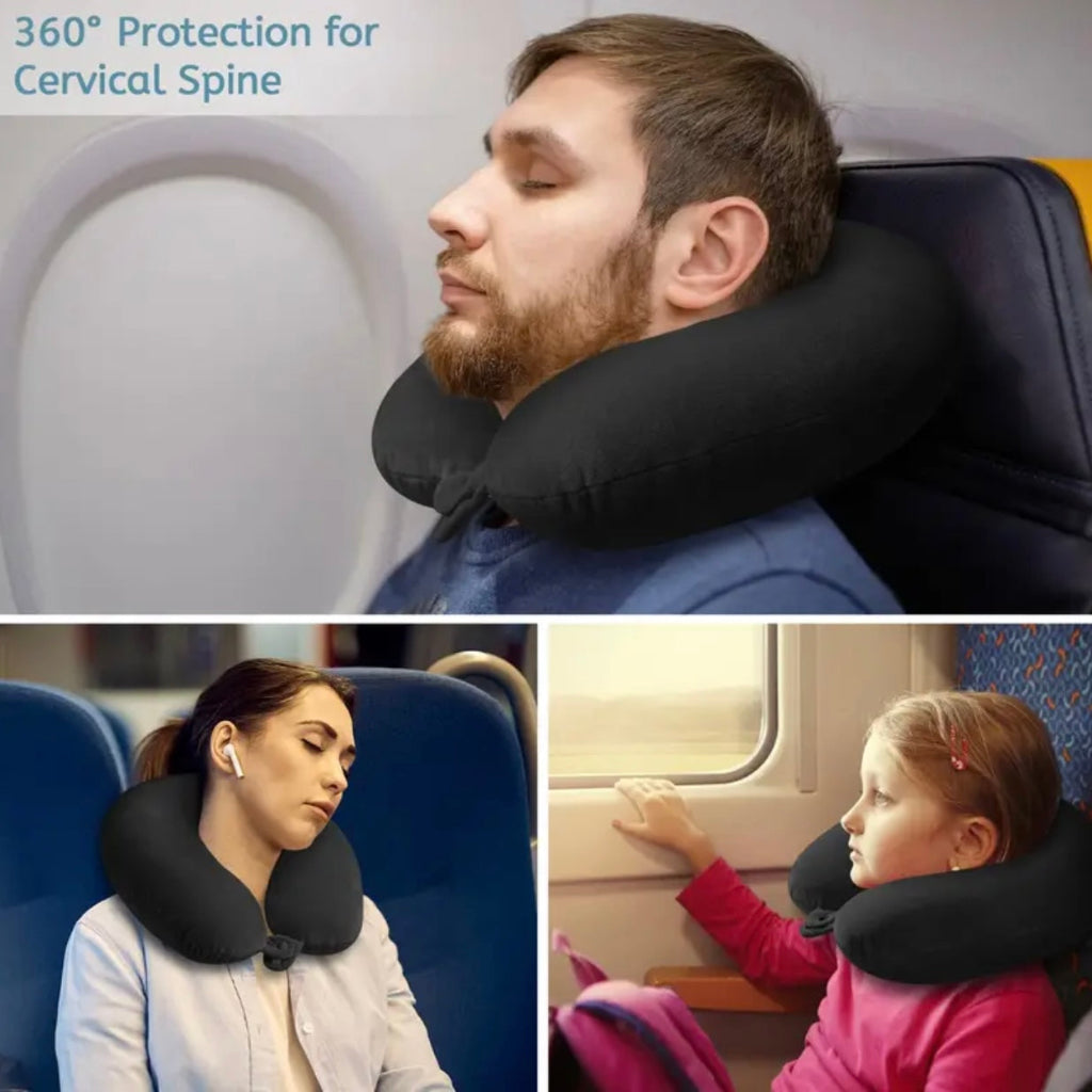 Travel Neck Pillow - Soft U-Shaped Polyester Neck Support for Airplane, Car, Home & Office | Machine Washable, Comfortable Travel Accessory, Airplane Comfort Ushaped Pillow|Soft Texture