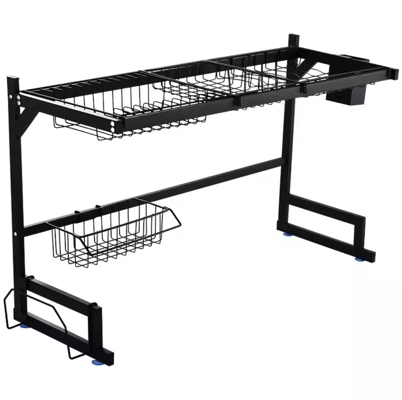 1pc Over Sink Dish Drying Rack with Utensil Holder, Double Layer Kitchen Countertop Storage Organizer for Dishes, Knives, and Forks - for Modern Kitchens, Dish Drying Rack Rectangular Dish Rack|Durable Kitchenware Holder, Dish Rack for Kitchen