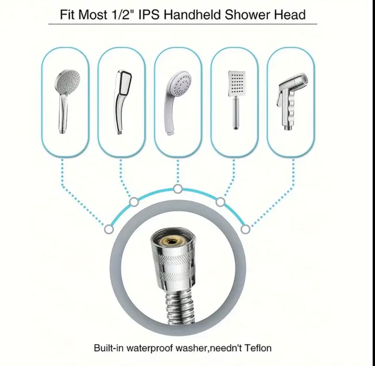 1.5m Extra Long Shower Hose - Chrome Replacement, Stainless Steel & Golden, Universal Standard Fitting, 59 Inch, Durable Metal Pipe for Shower heads, Shower Hose Replacement, Sleek Metallic Finish, Robust Construction