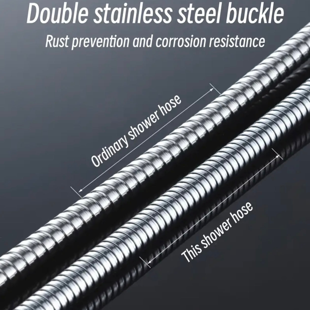 1.5m Extra Long Shower Hose - Chrome Replacement, Stainless Steel & Golden, Universal Standard Fitting, 59 Inch, Durable Metal Pipe for Shower heads, Shower Hose Replacement, Sleek Metallic Finish, Robust Construction