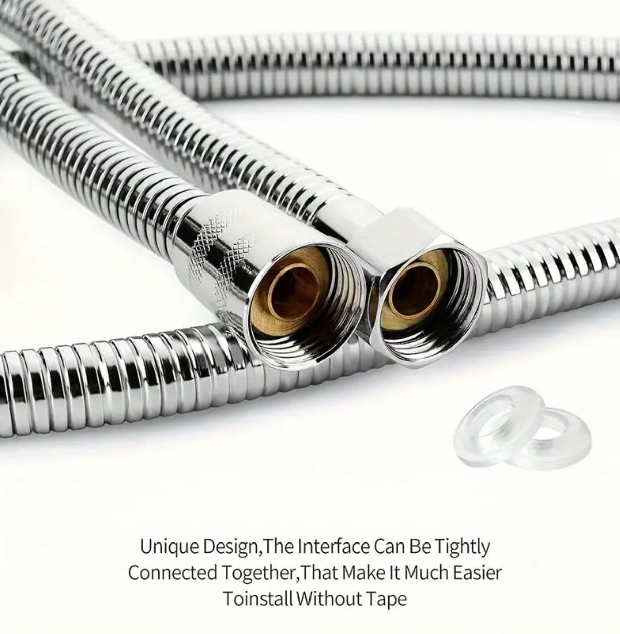 1.5m Extra Long Shower Hose - Chrome Replacement, Stainless Steel & Golden, Universal Standard Fitting, 59 Inch, Durable Metal Pipe for Shower heads, Shower Hose Replacement, Sleek Metallic Finish, Robust Construction