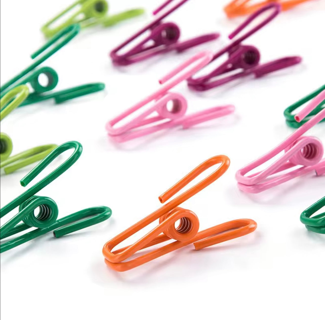 12 Assorted Color Clothespins, Versatile Steel Wire Clips for Hanging Clothes, Organizing Storage Baskets, Sealing Kitchen Bags, And Multifunctional Use for Food Storage.