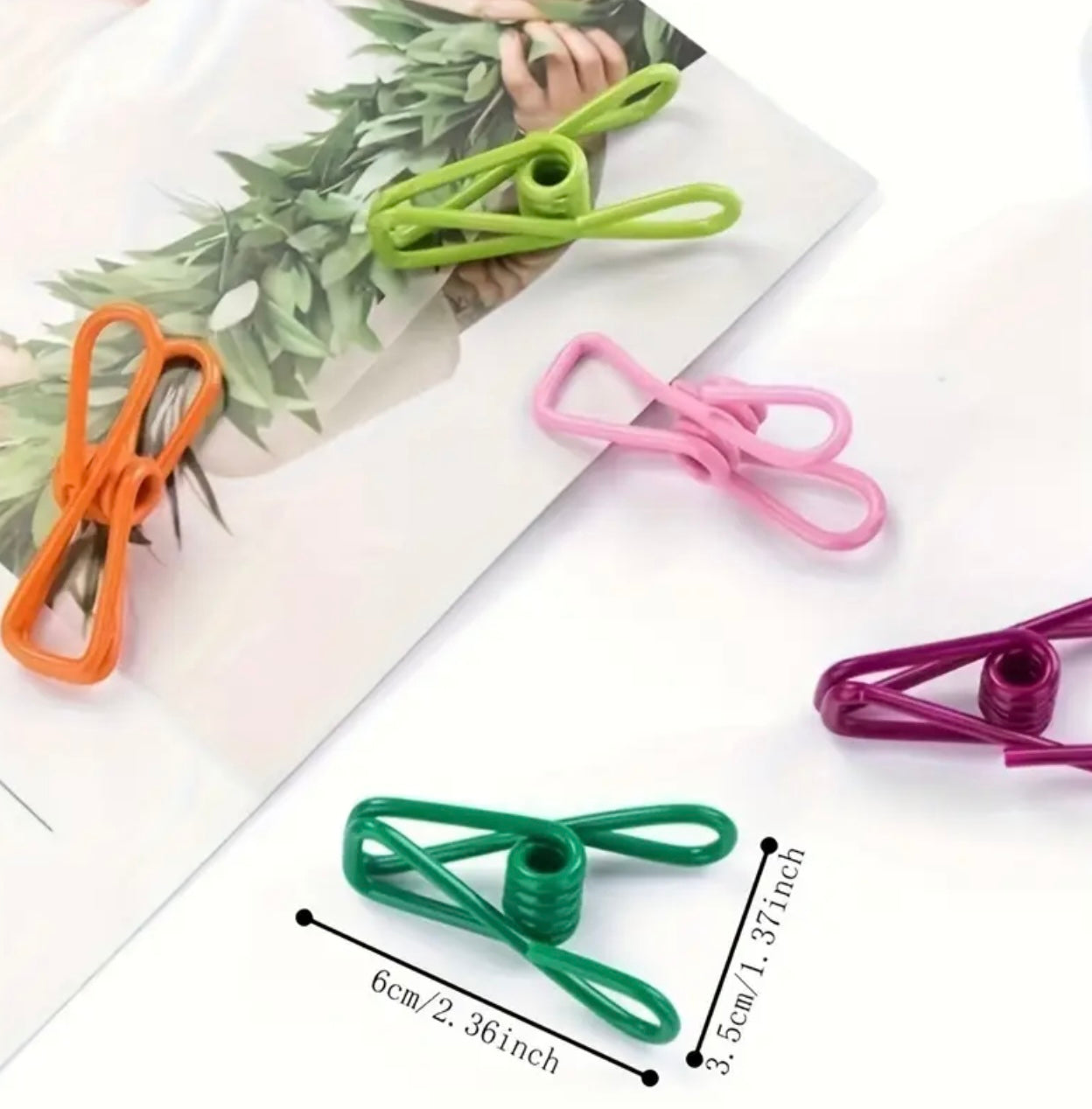 12 Assorted Color Clothespins, Versatile Steel Wire Clips for Hanging Clothes, Organizing Storage Baskets, Sealing Kitchen Bags, And Multifunctional Use for Food Storage.