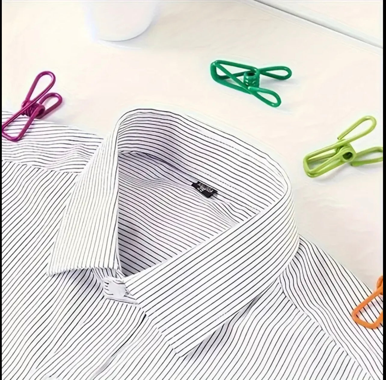 12 Assorted Color Clothespins, Versatile Steel Wire Clips for Hanging Clothes, Organizing Storage Baskets, Sealing Kitchen Bags, And Multifunctional Use for Food Storage.